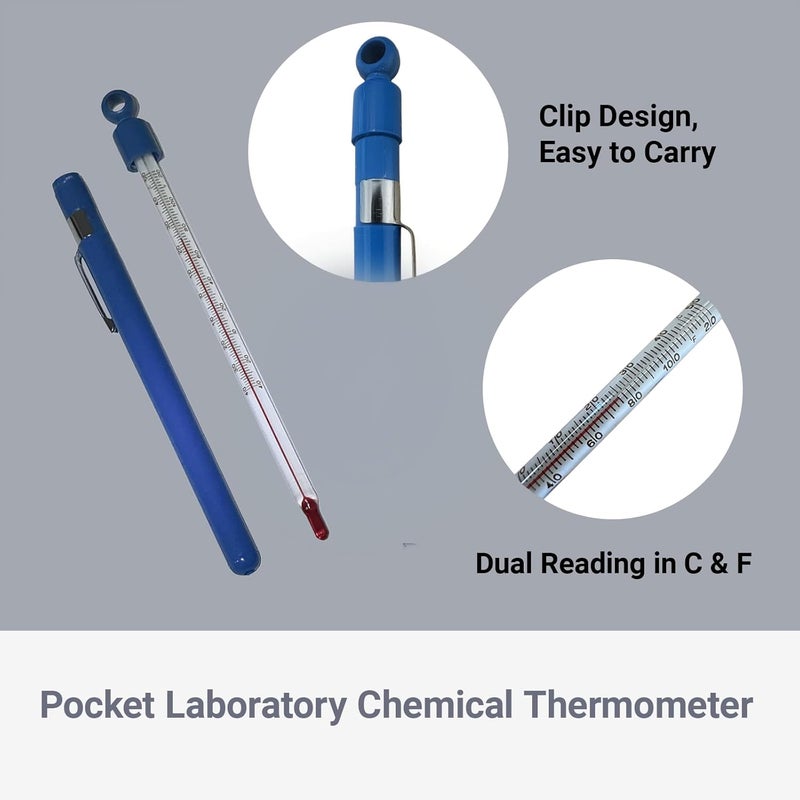LABO Technology LABO Pocket Laboratory Chemical Thermometer -40/+50°C or -40/+120°F, Duo Reading Liquid in Glass - Image 2